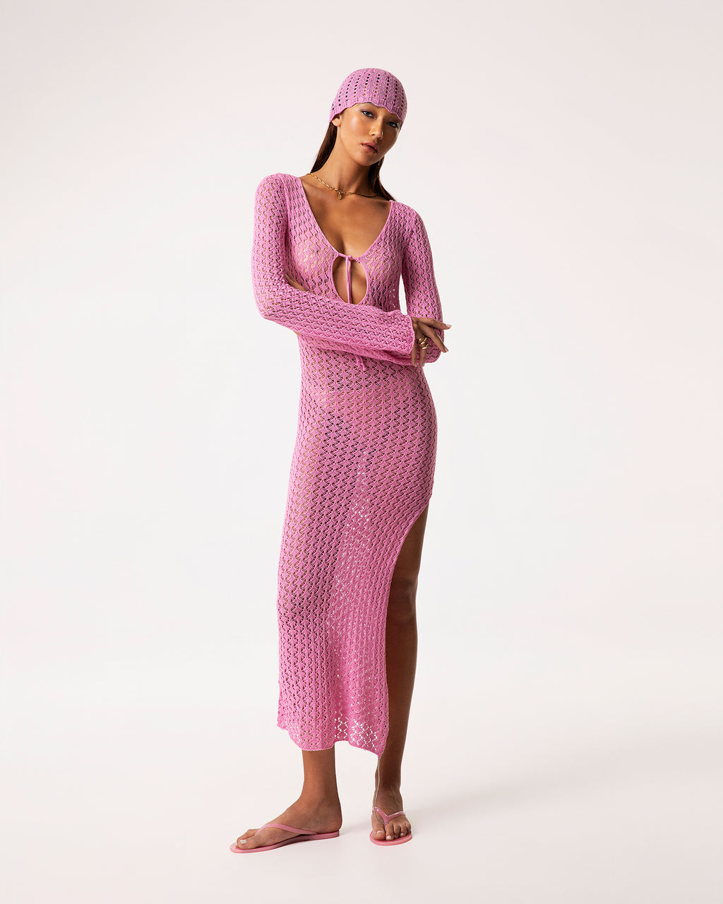 Vestito rete rosa