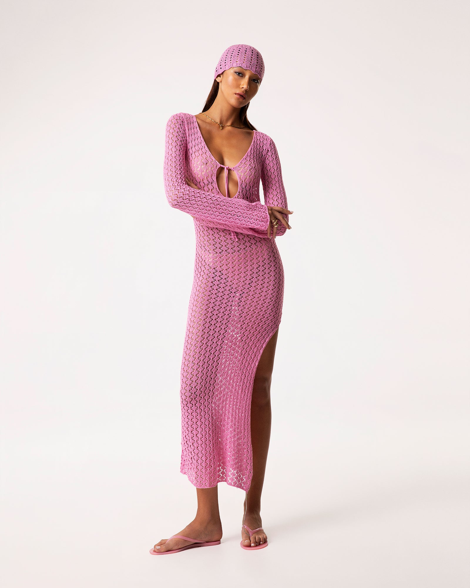 Vestito rete rosa