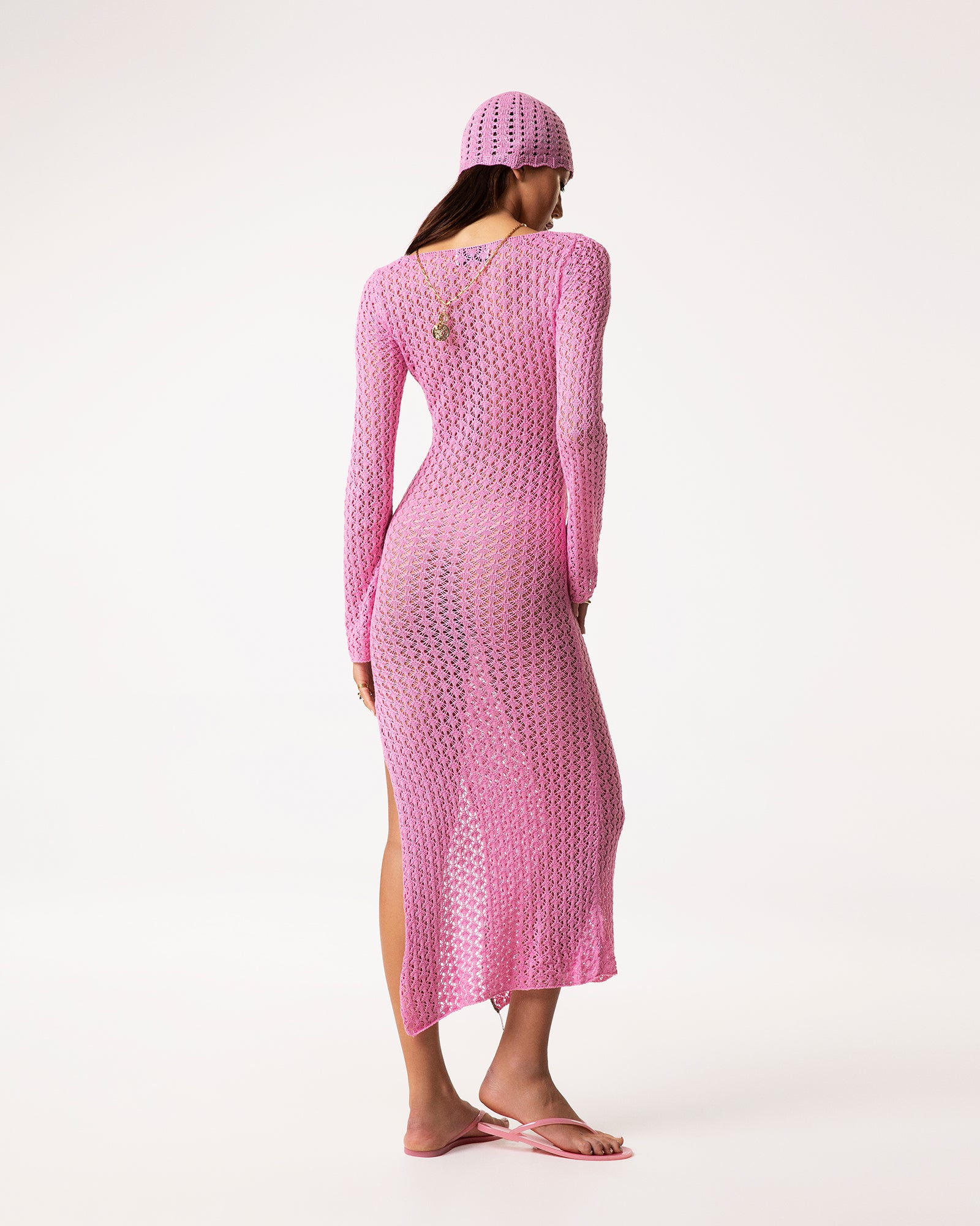 Vestito rete rosa