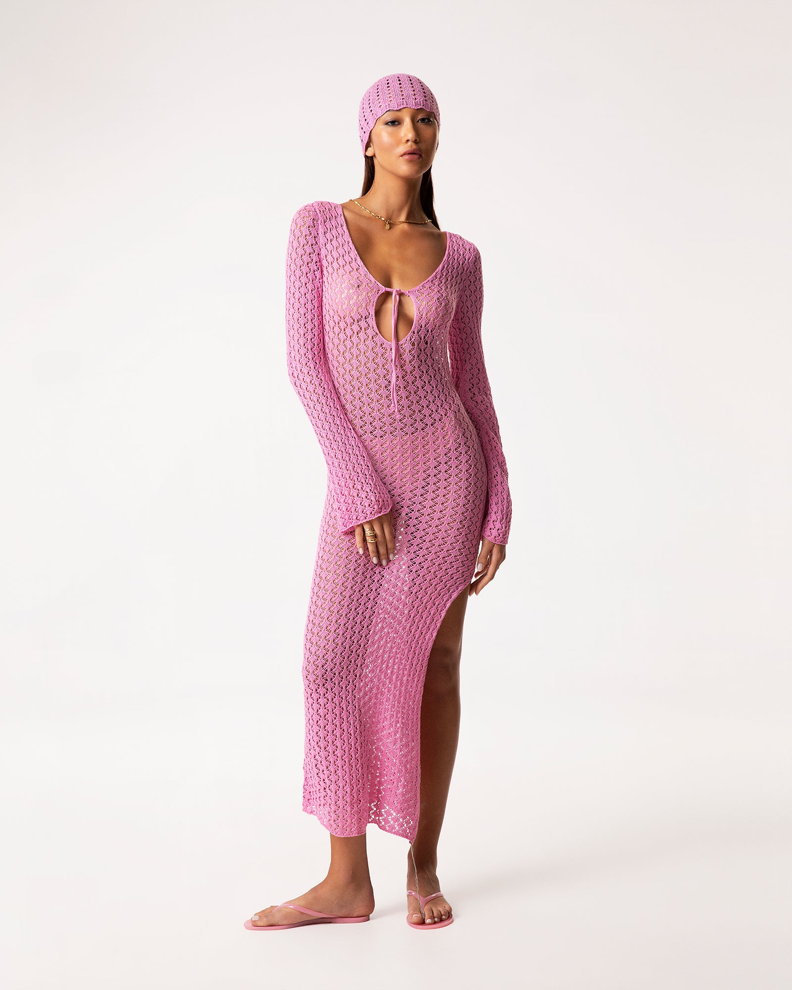 Vestito rete rosa